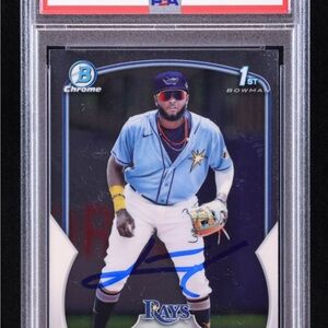 Baseball Trading Card with Autograph junior caminero